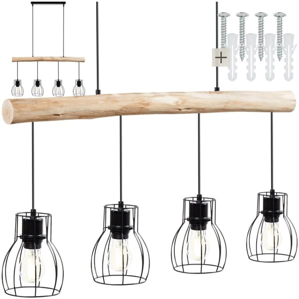 Loftlampe Woody, med træbjælke, 40 W - sort/brun