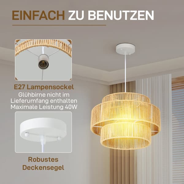 Pendel Lampe, 40x40x177 cm, Brun