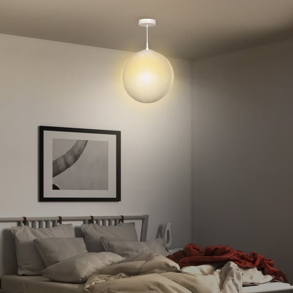 Pendel Lampe, 3D Mond, 30x30x30 cm, Hvid