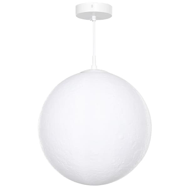 Pendel Lampe, 3D Mond, 30x30x30 cm, Hvid