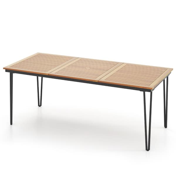 Udendørs bord, 200x90x75 cm, Naturlig sort