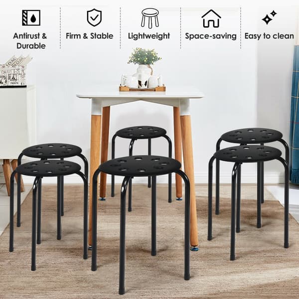 Kannettavat muoviset pinottavat jakkarat, 14,5x14,5x17,5 tuumaa, musta