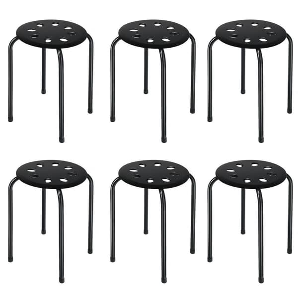 Kannettavat muoviset pinottavat jakkarat, 14,5x14,5x17,5 tuumaa, musta