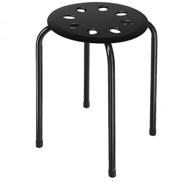 Kannettavat muoviset pinottavat jakkarat, 14,5x14,5x17,5 tuumaa, musta