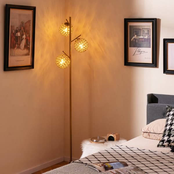 Gulvlampe, 28x28x169 cm, Guld