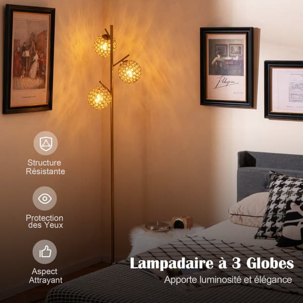 Gulvlampe, 28x28x169 cm, Guld