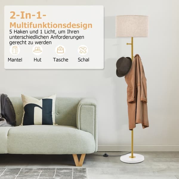 Gul Hvid Beige Gulv Lampe Tøjstativ, 29x166.5 cm