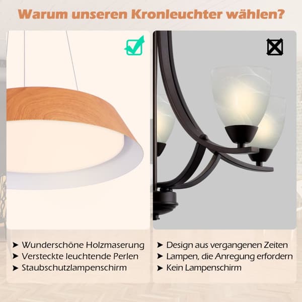 LED loftlys, 40x40x145 cm, Naturlig