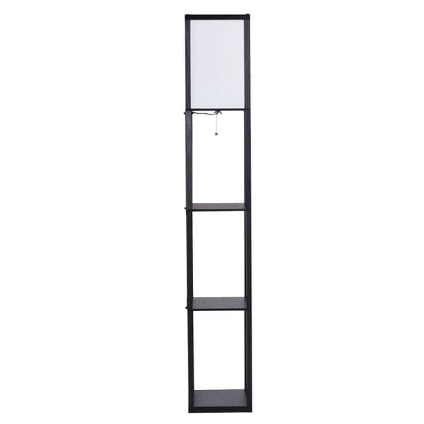 Bogreol med lampe, 26x26x160 cm, Sort og Hvid