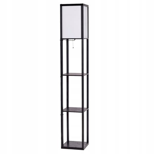 Bogreol med lampe, 26x26x160 cm, Sort og Hvid
