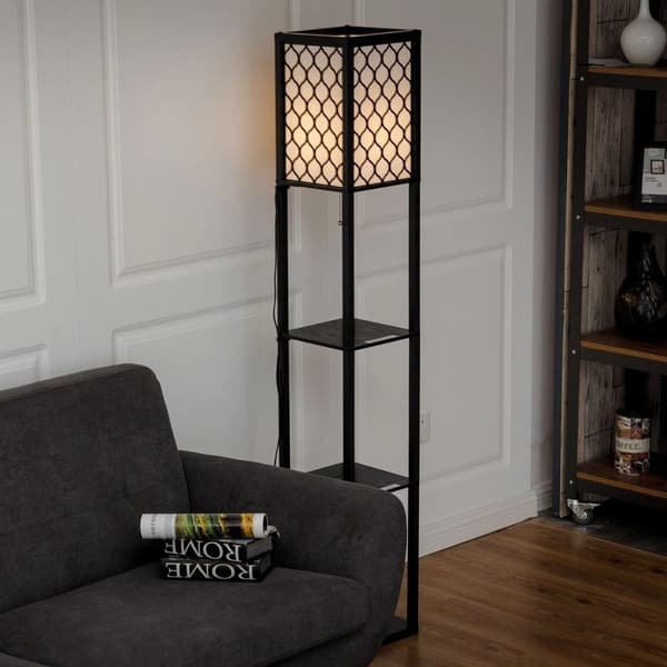 Lampe med Bogreol, 160x26,7x26,7 cm, Sort