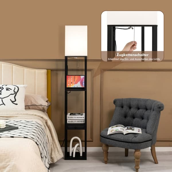 Gulvlampe, 26x26x159,5 cm, Sort Beige