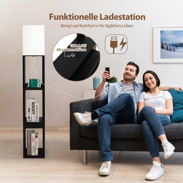Gulvlampe, 26x26x159,5 cm, Sort Beige