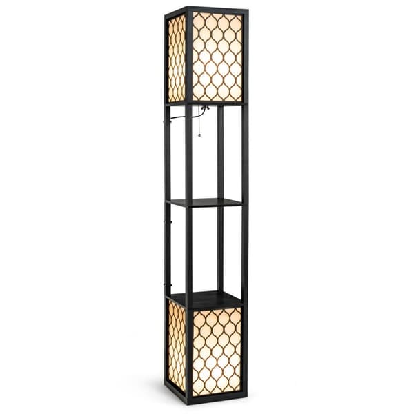 Gulvlampe, Regal Fritstående Tvillingelampe, 26x26x156 cm, Sort Hvid