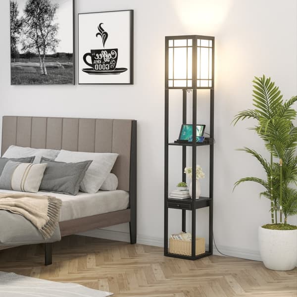 Golvlampa, 26x26x160.5 cm, Svart