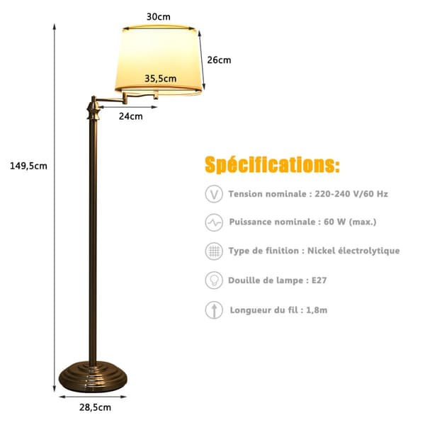 Gulvlampe, 35,5x152 cm, beige