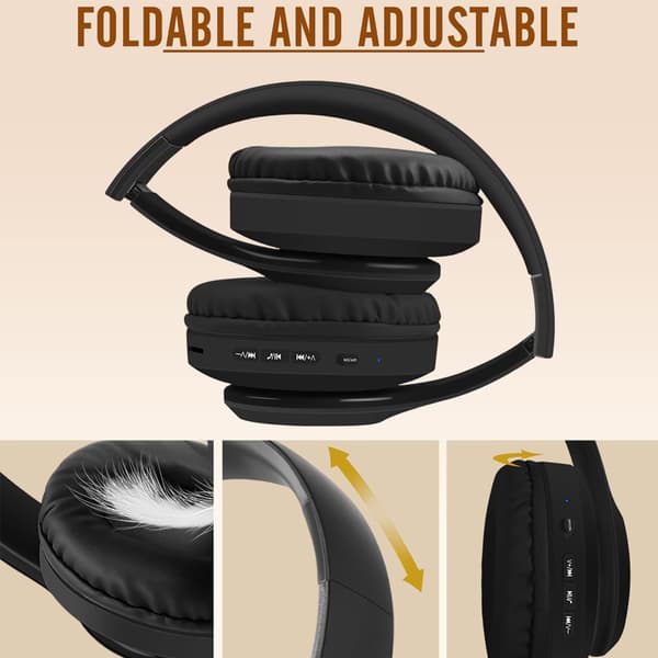 Kraftfulle bluetooth stereoheadset - Svart sammenfoldbart