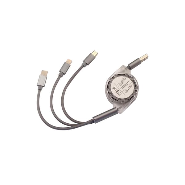 3in1 Latauskaapeli Apple / Samsung / Huawei / Sony Matkapuhelin - Ulosvedettävä ja sotkeutumaton