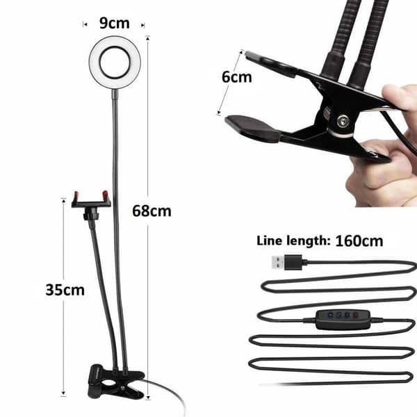 Selfie Ring Light med Mobilhållare för Live Stream/Makeup