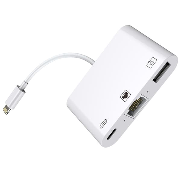 iPhone/iPad hub från Lightning till Ethernet + USB + Lightning