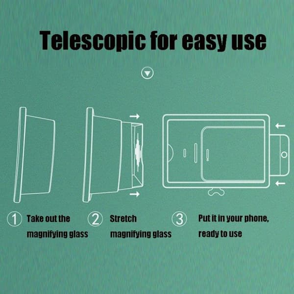 Telefonskjermforstørrelse - 3D med holder Svart