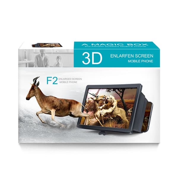 Telefonskjermforstørrelse - 3D med holder Svart
