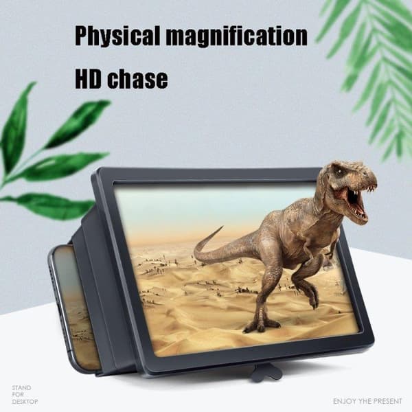 Telefonskærmsforstørrer - 3D med holder Sort