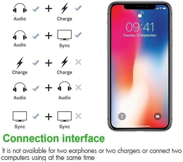 Hörlurs och laddadapter Lightning x2  till Lightning