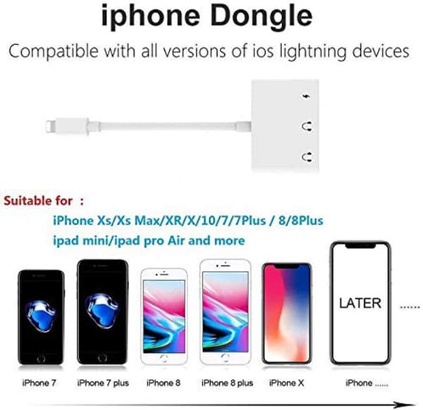 Hodetelefon og ladedapter 2xLightning + 3,5mm til Lightning