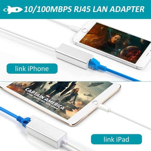 Lightning til Ethernet-adapter til iPhone og iPad - til iOS 14 og tidligere