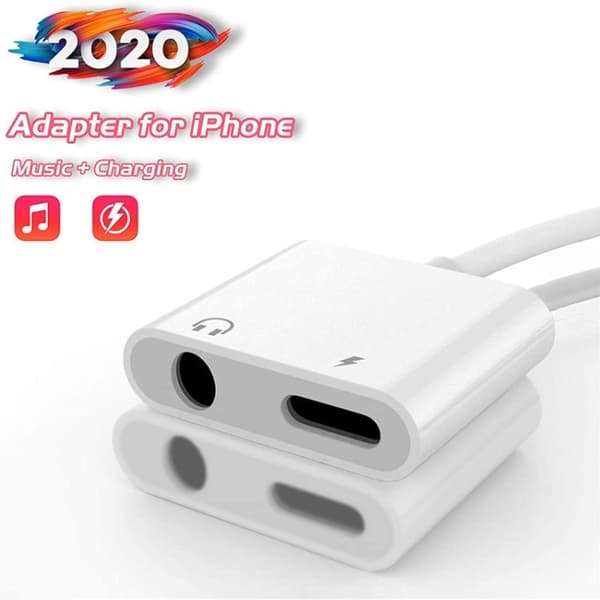 Opladnings- og hovedtelefonadapter - Lightning til 3,5 mm og Lightning-port til samtidig musik og opladning