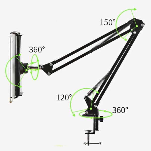 Fleksibel holder til tablets og mobiltelefoner - justerbar arm og 360° rotation