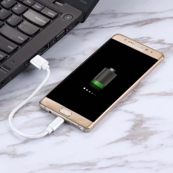 Kort USB-kabel 3.1 Type-C  i kraftigt nylonstof