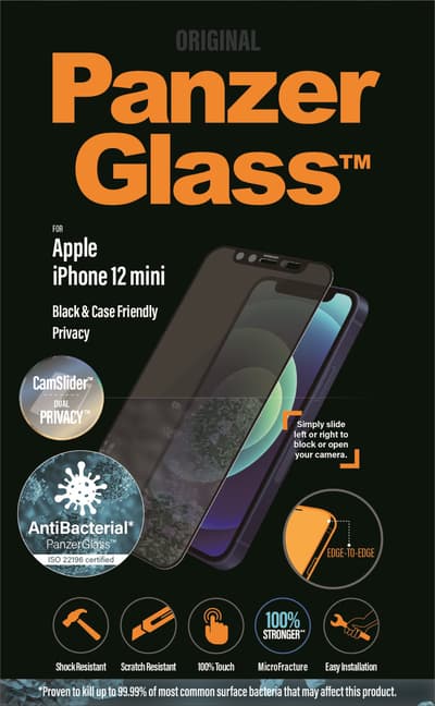 PanzerGlass Apple iPhone 12 mini Case Friendly CamSlider Privacy AB, Black