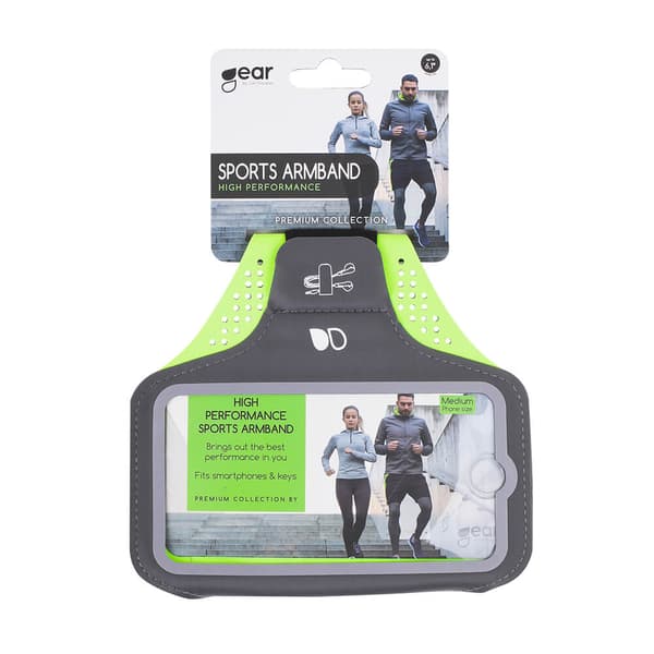 Sportarmband Premium Universal Medium 5,5" Grå/Gul