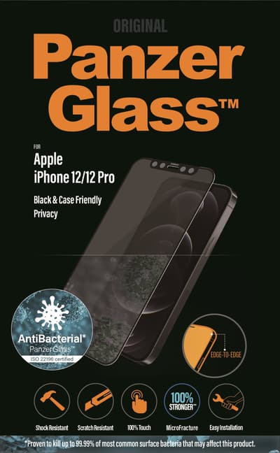 PanzerGlass Apple iPhone 12/12 Pro Case Friendly Privacy AB, Black