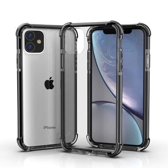 iPhone 11 / iPhone XR puskurikotelo TPU + akryyli - läpinäkyvä svart
