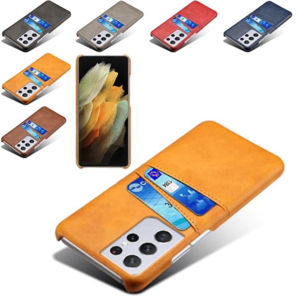 Samsung S21 Ultra skal fodral skydd skinn kort visa mastercard