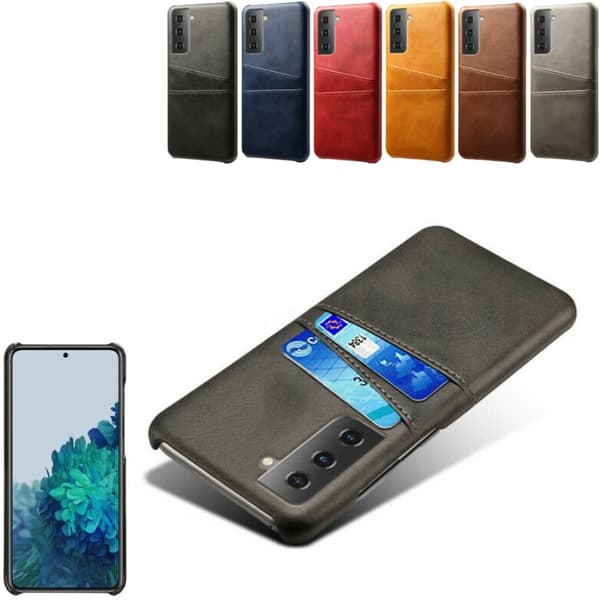 Samsung S21 Plus skal fodral skydd skinn kort visa mastercard