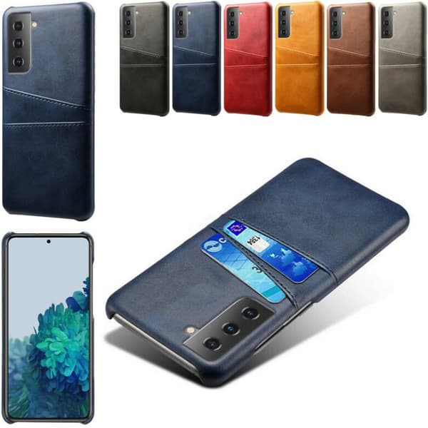Samsung S21 Plus skal fodral skydd skinn kort visa mastercard