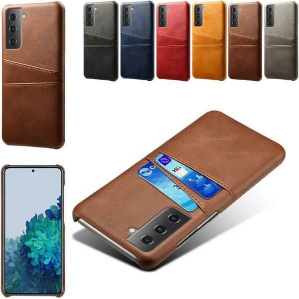 Samsung S21 Plus skal fodral skydd skinn kort visa mastercard