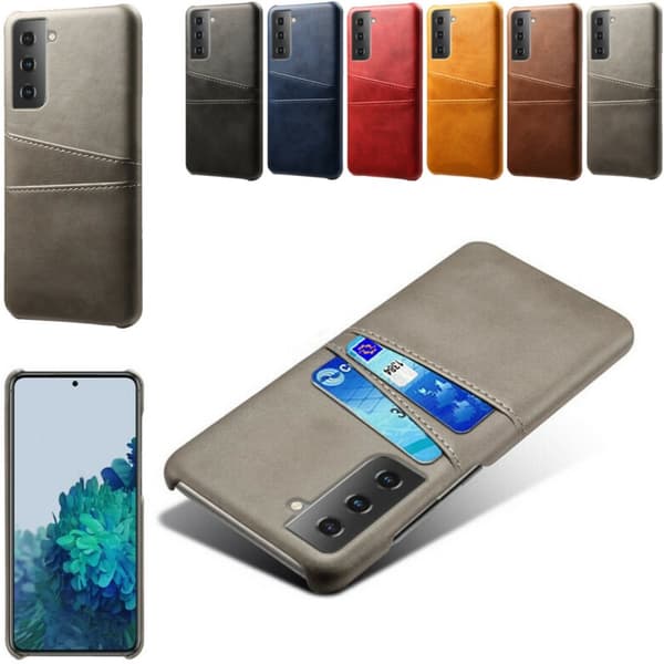 Samsung S21 Plus skal fodral skydd skinn kort visa mastercard
