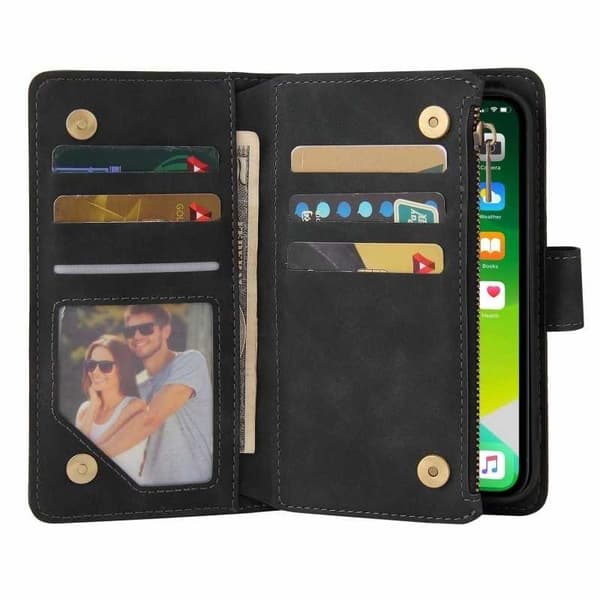 iPhone 13 Pro Multifunktionellt Plånboksfodral Zipper 8-Fack