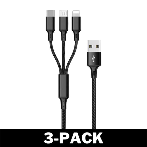 Opladerkabel 3 i 1 Lightning / USB-C / Micro USB