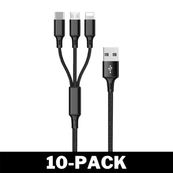 Opladerkabel 3 i 1 Lightning / USB-C / Micro USB