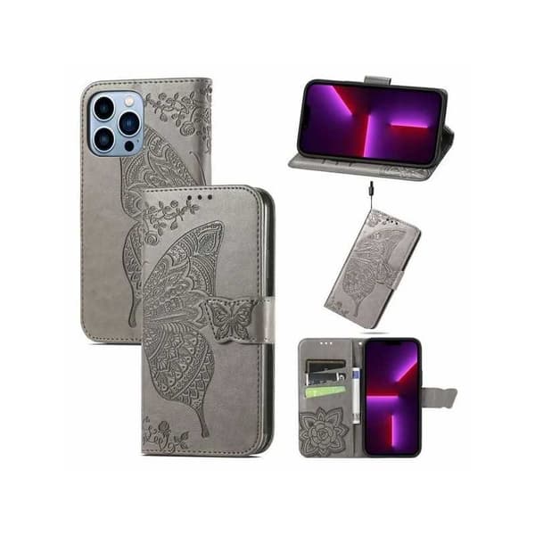 iPhone 13 Pro Plånboksfodral PU-Läder 4-FACK Motiv Fjäril