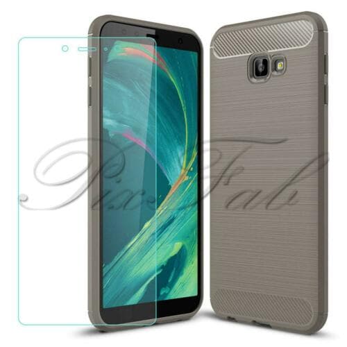 SAMSUNG Samsung Galaxy J4 Plus 2018 J4... Gel Phone Case Cover + Film tector (Grey) Fibre