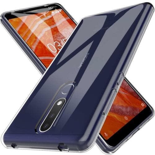 Nokia 3.1 Plus Case CoverPhone -Shockproof TPU + Tempered Glass All (Clear)