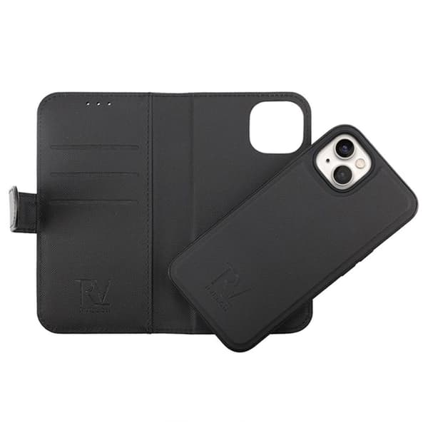 iPhone 14 Plus Plånboksfodral Magnet Rvelon - Svart