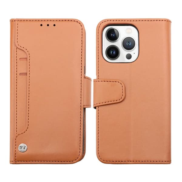 iPhone 14 Pro Plånboksfodral Extra Kortfack Rvelon - Brun